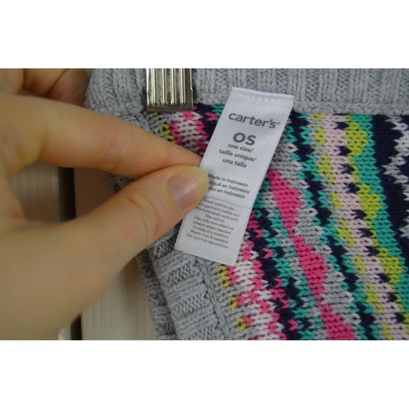 Carter's Sweater Knit Fair Isle Baby Girl Blanket Gray Pink White Teal - Picture 5 of 7